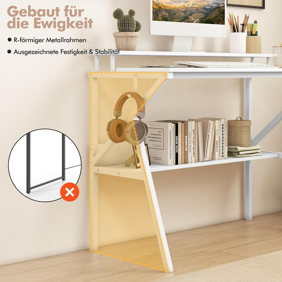 DATORBORD vitt - Vit, Träbaserade material (48/100/81.5cm) - COSTWAY