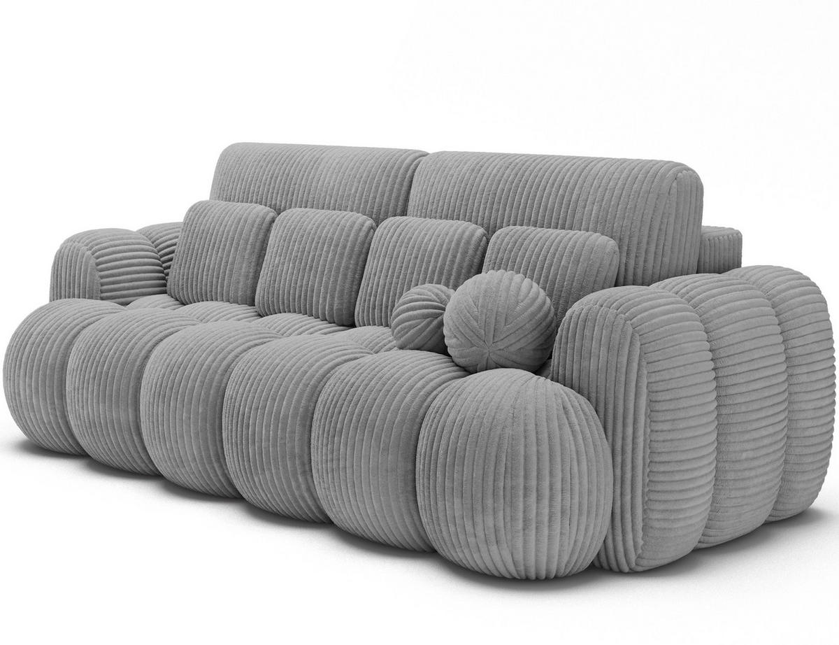 SCHLAFSOFA COTONN 256 cm – Modernes 3-Sitzer Sofa mit Schlaffunktion, Bettkasten und Dekokissen - Grau, Kunststoff (256/119/105cm) - Wohnideebilder