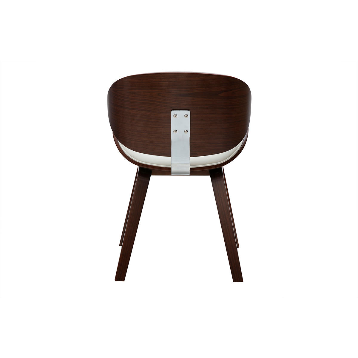 DESIGNSTUHL mit dunklem Walnussholz WALNUT - Weiß, Holz (55/75.5/53cm) - Miliboo