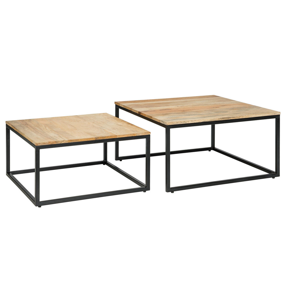 COUCHTISCH-SET - Mango / Schwarz, 2-teilig - Schwarz/Naturfarben, Holz (75/75/40cm) - home24