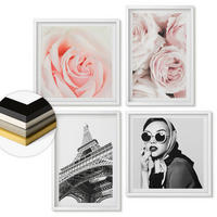 WANDBILDER 4er-Set - 50x50 cm & 40x60 cm Weißer Rahmen - Eiffels Porträt einer Frau mit Rosen - Weiß, Kunststoff (50/50cm) - ArtPrintCave