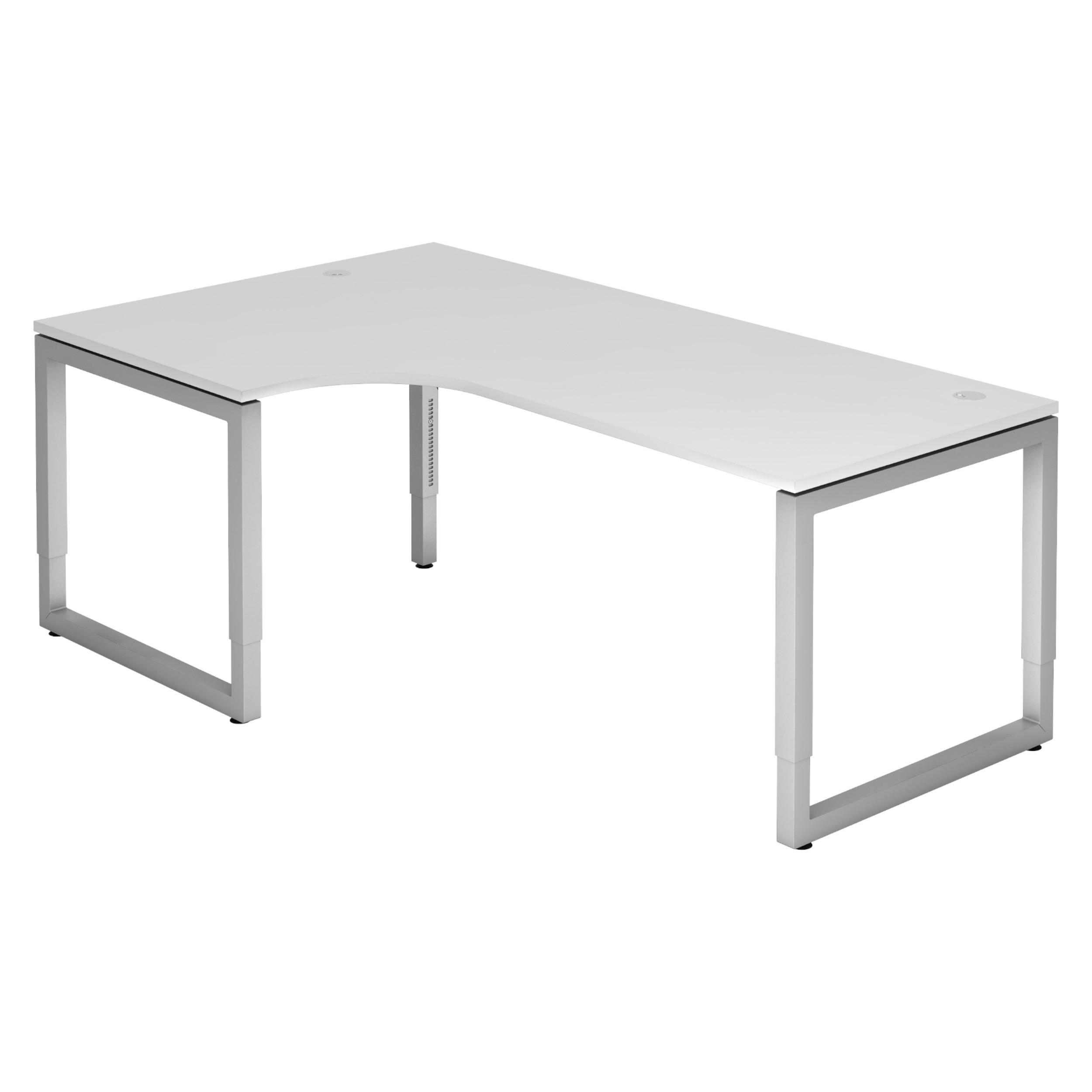SCHREIBTISCH Serie-R 120/200/74 cm in Weiß/Silberfarben - Silberfarben/Weiß, Holzwerkstoff (120/200/74cm) - bümö