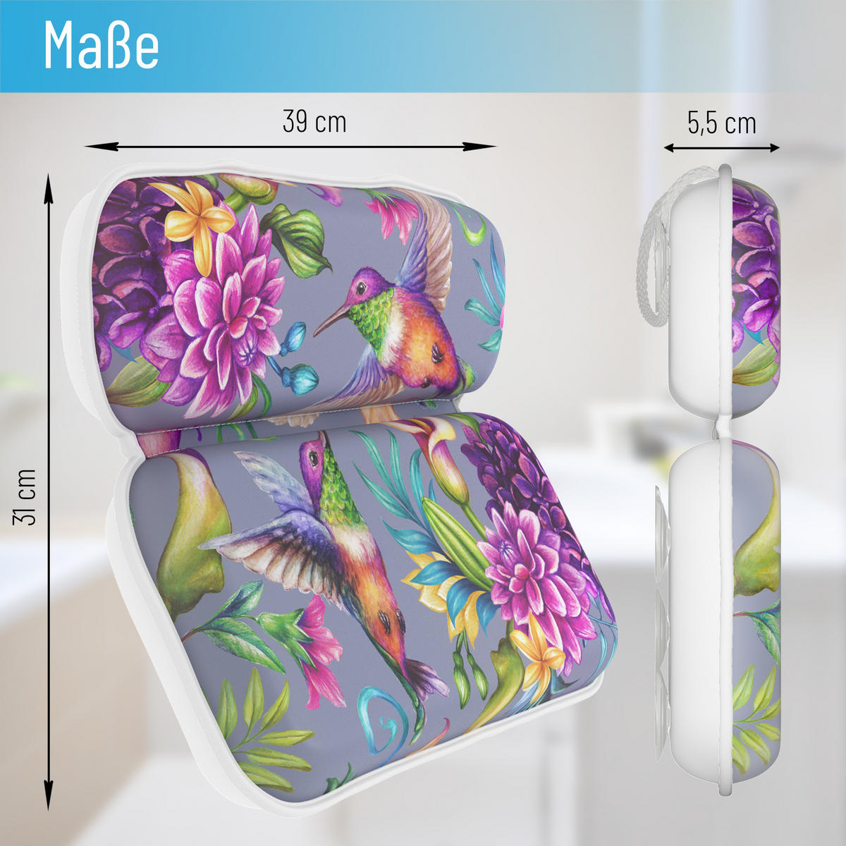 BADEWANNENKISSEN Kolibri - Multicolor, Kunststoff (39/5.5cm) - Sanilo