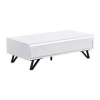 COUCHTISCH mit 2 Schubladen & LED-Beleuchtung aus MDF - Weiß lackiert - SALIANO - Weiß, Holz (120/60/38cm) - Vente-Unique