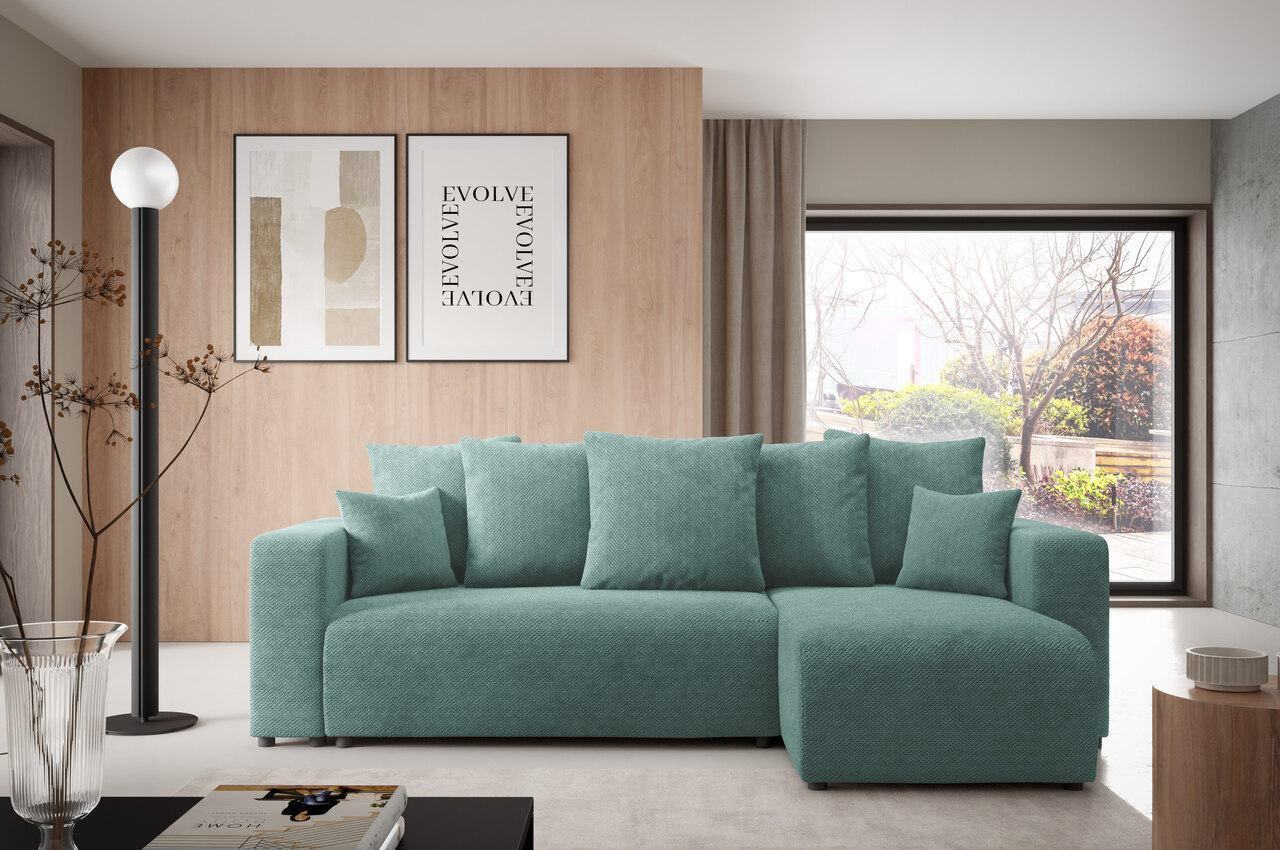 ECKSOFA mit Schlaffunktion Türkis - Türkis, Textil (247/145cm) - Furnisell