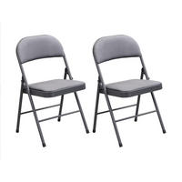 KLAPPSTUHL 2er-Set - Samt & Metall - Grau - ORTENSIA - Grau, Textil (46/79/49cm) - Vente-Unique