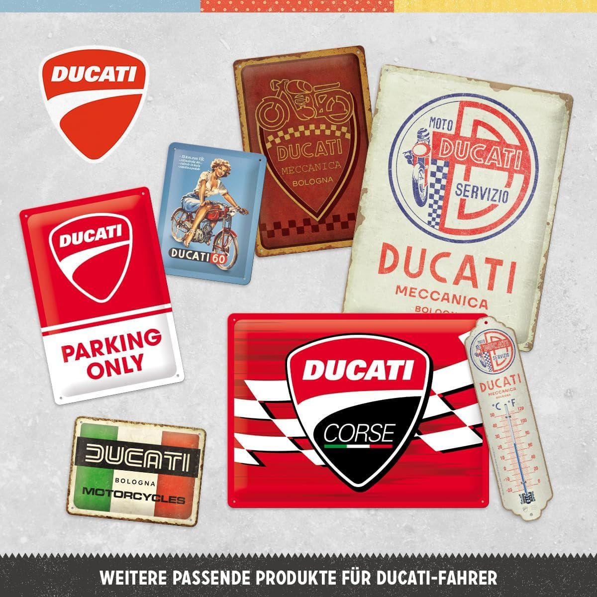 BLECHSCHILD 20/30 cm Ducati Meccanica Bologna - Multicolor, Metall (20/30/0.2cm) - Nostalgic-Art