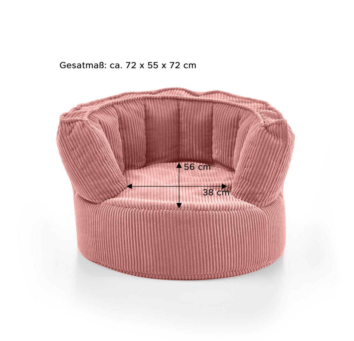 SITZSACK Snuggle Kids in Rosa - gemütliches Design - Top Qualität für Ihr Zuhause B/H/T: 72x55x72 cm - Rosa, Naturmaterialien (75/55/72cm)