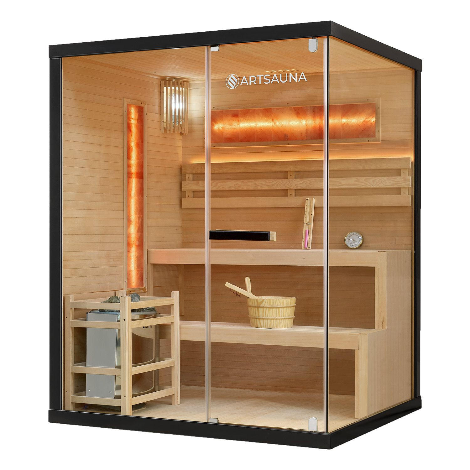 SAUNA Vantaa 150 x 140 cm mit 4,5 kW Saunaofen - Naturfarben, Holz (140/190/150cm) - Artsauna