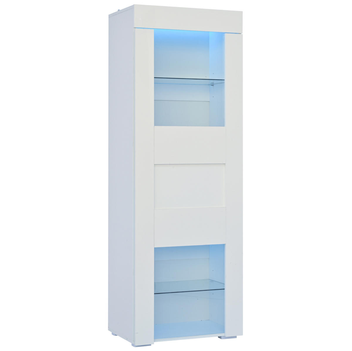 VITRINE mit LED 60 x 40 x 170 cm Hochglanz Weiß - Weiß, Glas (40/170/60cm) - Beauniv