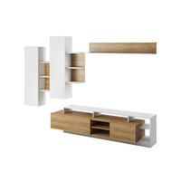 WOHNWAND Panzo 4-teilig Eiche Grandson / Weiß - Grifflos - Eichefarben/Weiß, Holzwerkstoff (260/171/44cm) - Ravio