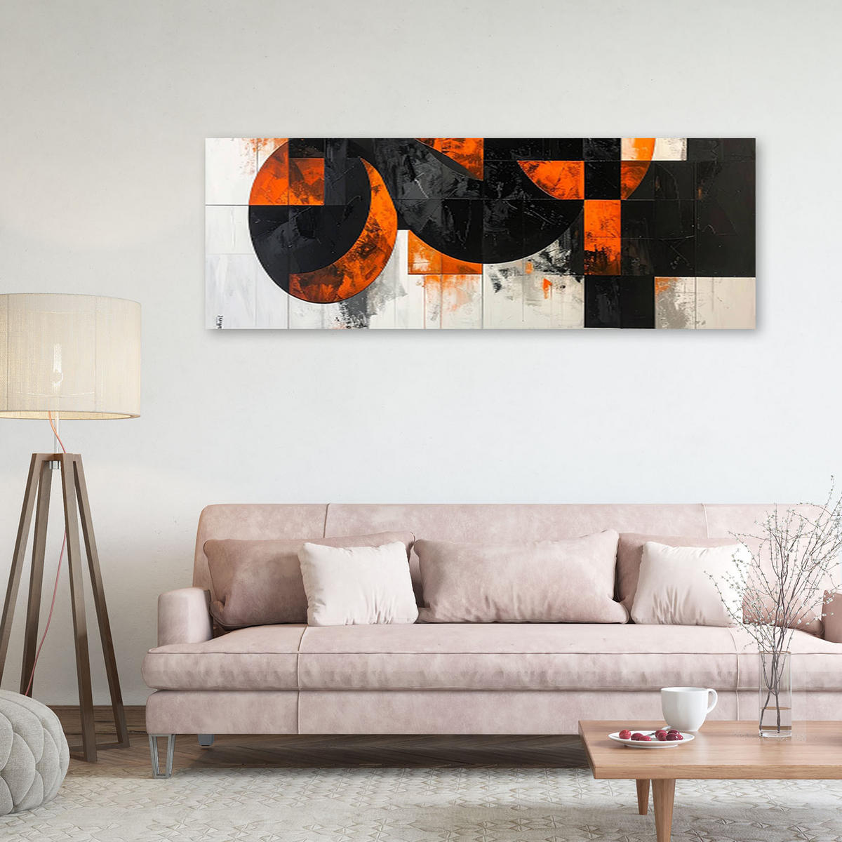 LEINWANDBILD 3D und geometrisch 120x40cm - Orange, Textil (120/40cm) - Feeby