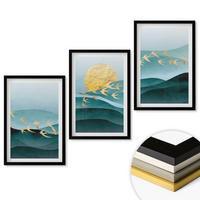 WANDBILDER 3er-Set - 40x60 cm Schwarzer Rahmen - Abstrakte Sonnenuntergangslandschaften - Schwarz, Kunststoff (40/60cm) - ArtPrintCave