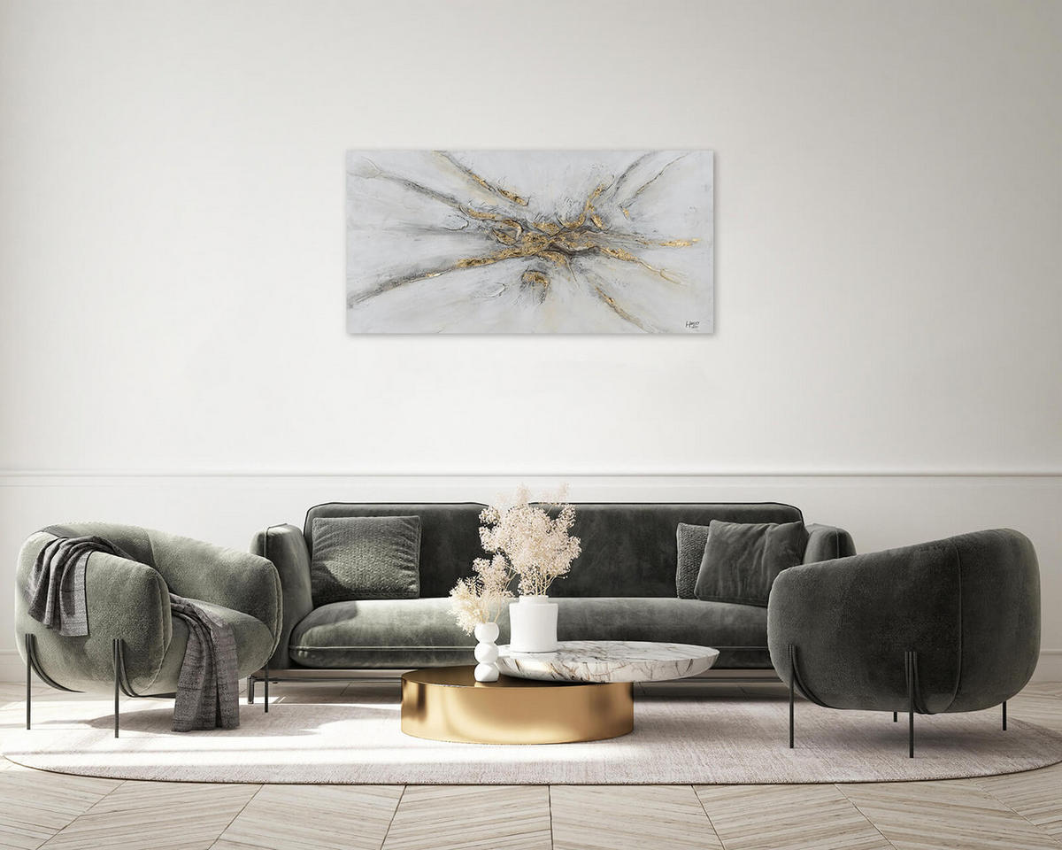 ACRYLBILD HANDGEMALT 120/60 cm - Silberfarben/Grau, Holz/Textil (120/60cm) - KUNSTLOFT