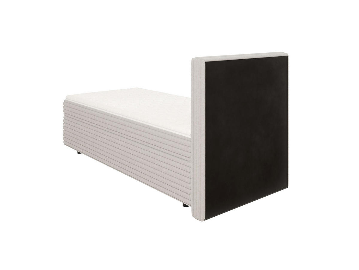 BOXBETT Roma 90/200 cm Hellgrau Plüschcord - Hellgrau/Schwarz, Holz/Kunststoff (90/200cm) - S-Style Möbel