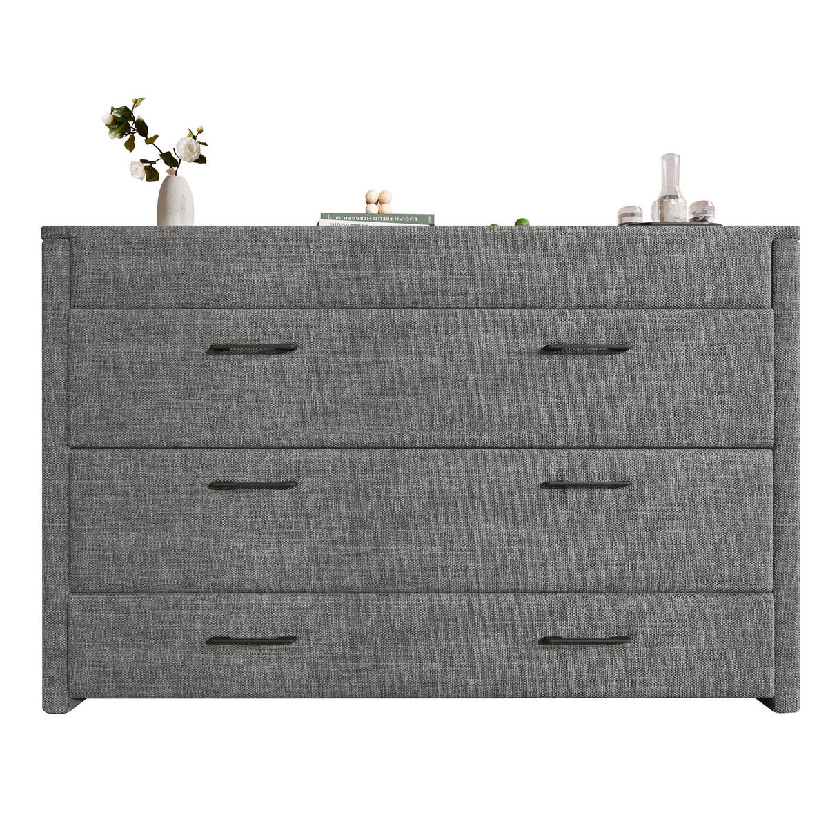 SCHRANKBETT aus Leinen und MDF 140x200 cm Grau mit Schublade, Ablagefach sowie USB- und Typ-C-Anschlüssen - Grau, Textil (90/200cm) - IVMEU