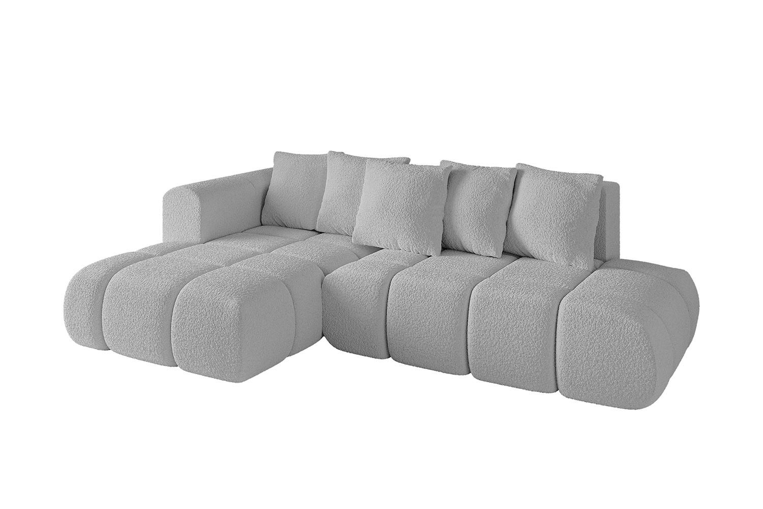 ECKSOFA Ottomane Links CLOUD-L-v1 289x180x40 Hellgrau Bouclé - Hellgrau, Holzwerkstoff/Kunststoff (180/289cm) - ALTDECOR