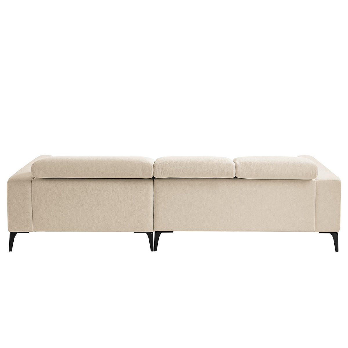 ECKSOFA mit Longchair - Beige/Schwarz, Textil/Metall (265/180cm) - home24