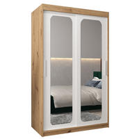 SCHWEBETÜRENSCHRANK 200/120/62 2-türig - Silberfarben/Eiche Artisan, Holz/Kunststoff (120/200/62cm) - Abiks Möbel