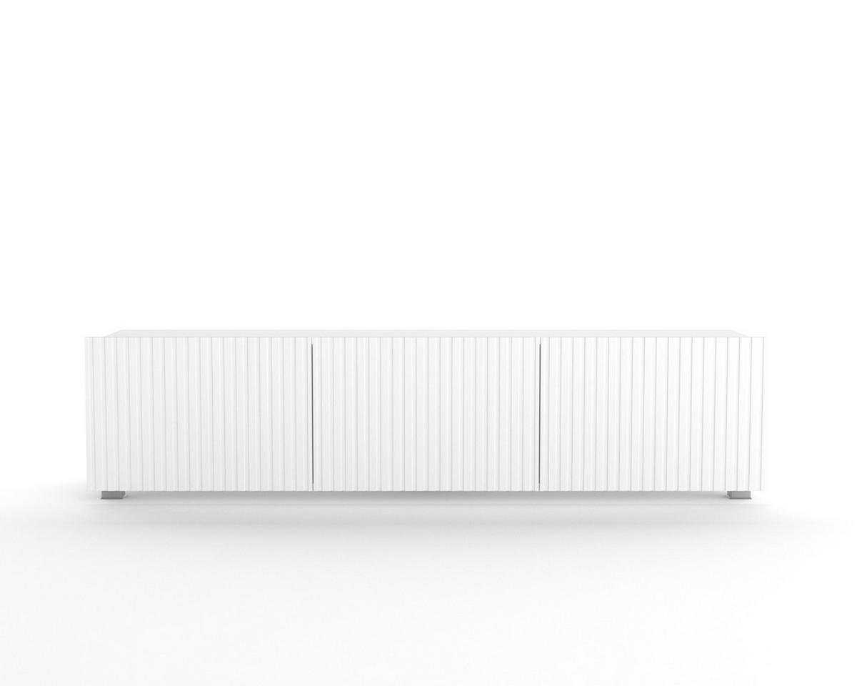 TV-LOWBOARD Kolder 150 cm Weiß mit geriffelten Fronten - Silberfarben/Weiß, Holzwerkstoff/Kunststoff (150/38/43cm) - Ravio