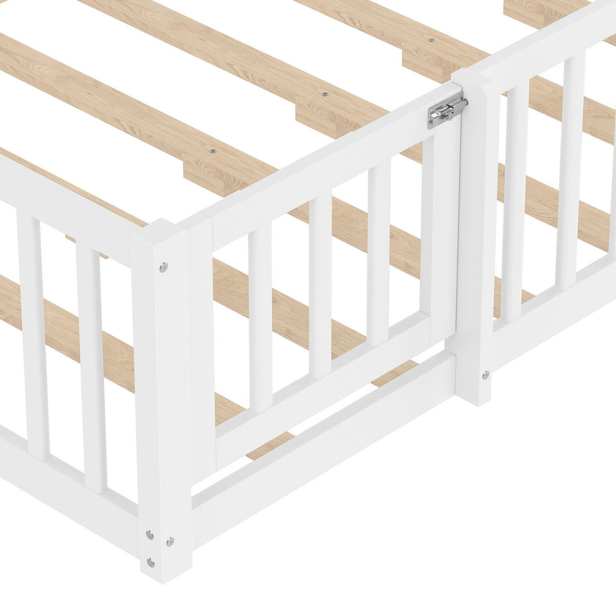 POLSTERBETT 140/190 cm Weiß aus Kiefernholz und MDF mit Hausrahmen - Weiß, Holz (140/190cm) - OKMYHOME