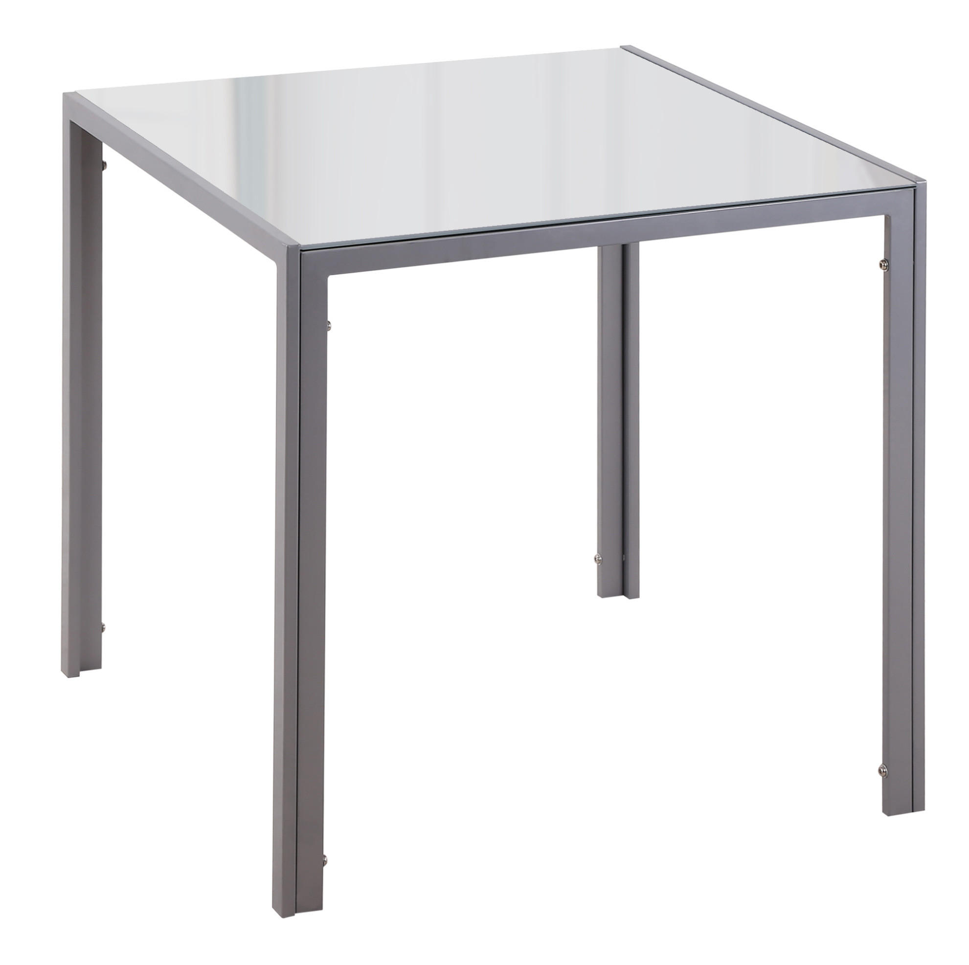 ESSTISCH 75/75/75 cm in Grau mit Glasplatte und Stahlgestell - Grau, Metall (75/75/75cm) - BEAOK