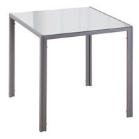 ESSTISCH 75/75/75 cm in Grau mit Glasplatte und Stahlgestell - Grau, Metall (75/75/75cm) - BEAOK