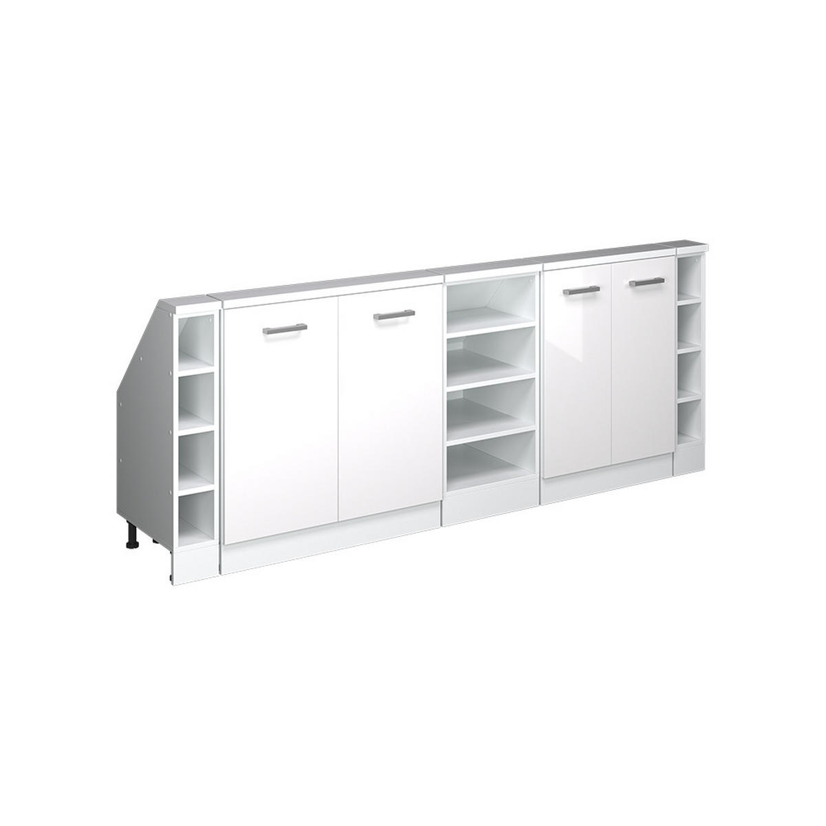 DACHSCHRÄGENSCHRANK-SET Rion Weiß Hochglanz/Weiß 5er Set - Weiß Hochglanz/Weiß, Holzwerkstoff (215/81.6/46cm) - Vicco