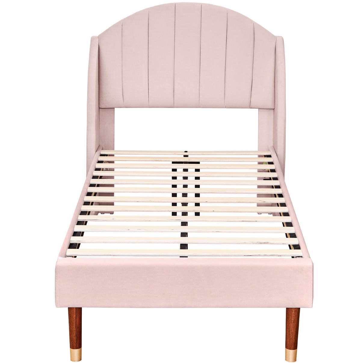 POLSTERBETT 90/200 cm mit Lattenrost, gepolstertem Kopfteil und Samtbezug, Pink - Rosa, Textil (90/200cm) - Redom