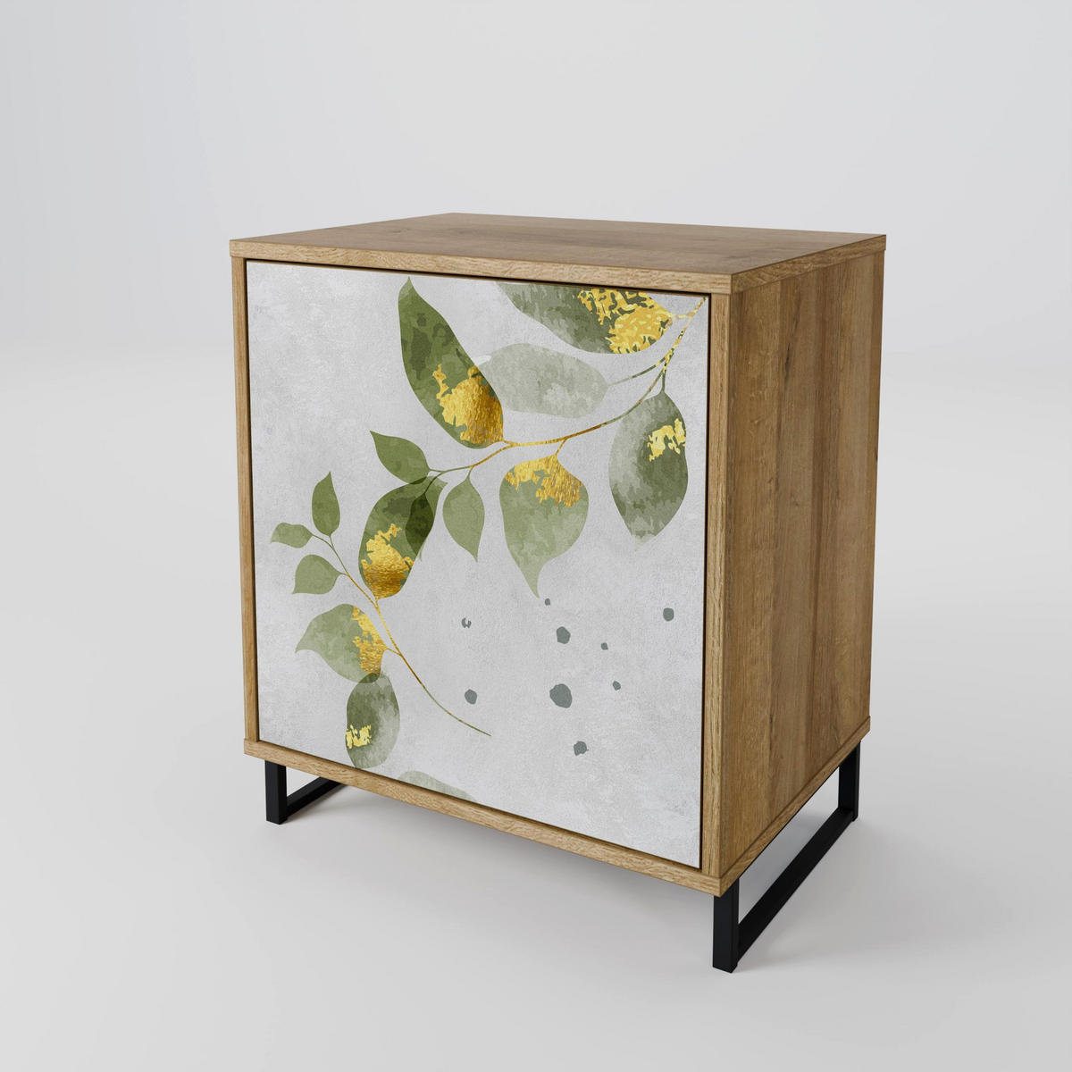 SIDEBOARD ELEGANT BOTANICS, Eichefarben, 57,5x42x57,5 cm, Ohne Füße - Eichefarben/Multicolor, Holzwerkstoff (57.5/57.5/42cm) - SpaceRebels