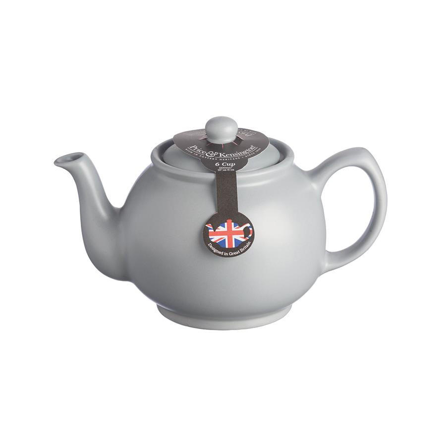 TEEKANNE 1100 ml Steingut matt grau, für 6 Tassen - Grau, Keramik (1.1L) - Price & Kensington