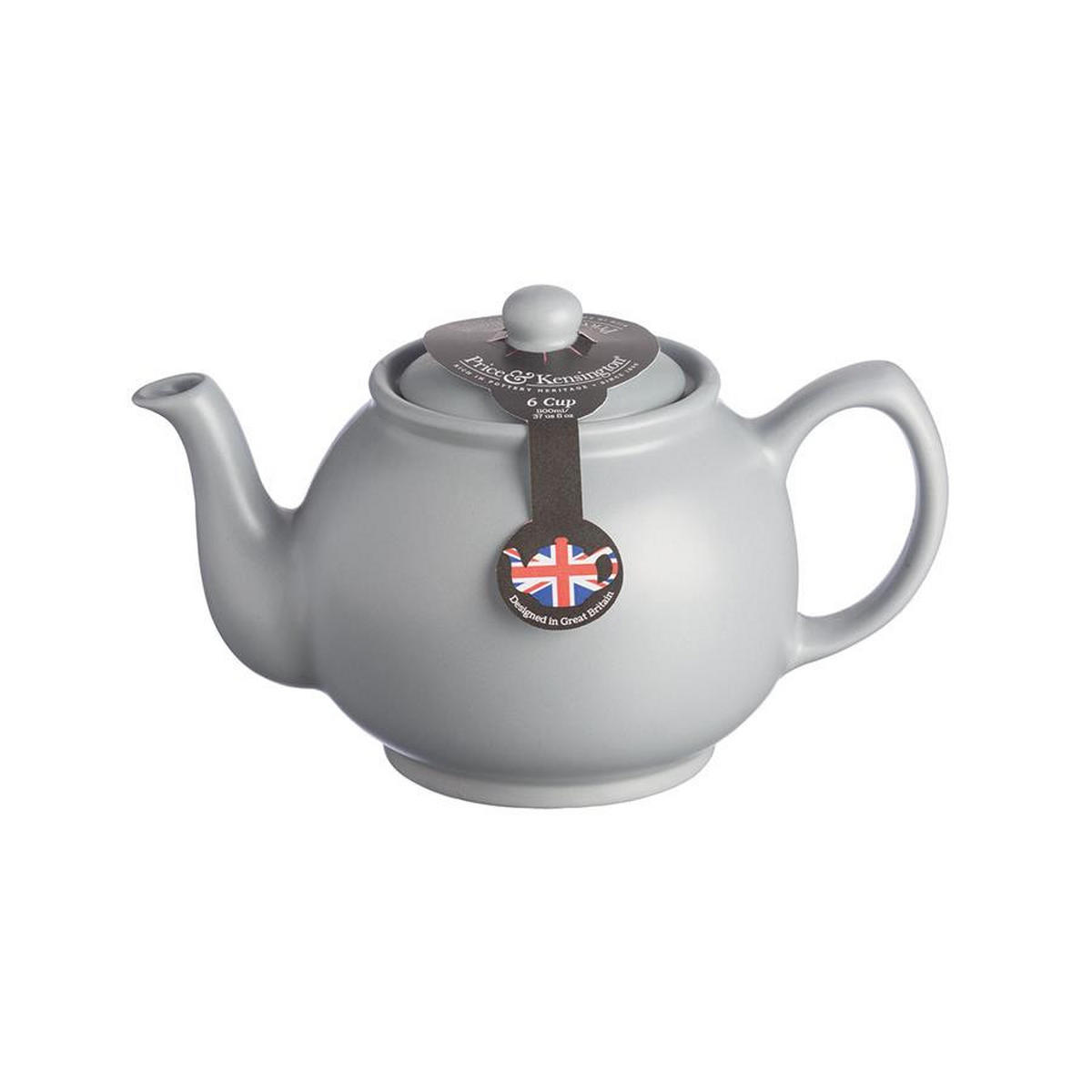 TEEKANNE 1100 ml Steingut matt grau, für 6 Tassen - Grau, Keramik (1.1L) - Price & Kensington