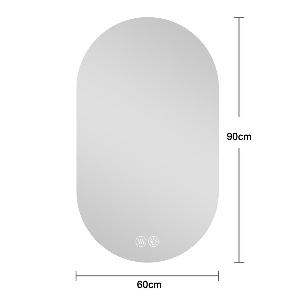 LED Badezimmerspiegel 60x90x3cm Silber, 3 Lichtfarben dimmbar mit Entspiegelung - Silberfarben, Glas (60/90/3cm) - Modfu