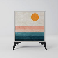 SIDEBOARD TWO HALVES, Grau, 57,5x42x70,5 cm, Schwarze Metall-Sternfüße - Multicolor/Schwarz, Holzwerkstoff/Metall (57.5/70.5/42cm) - SpaceRebels