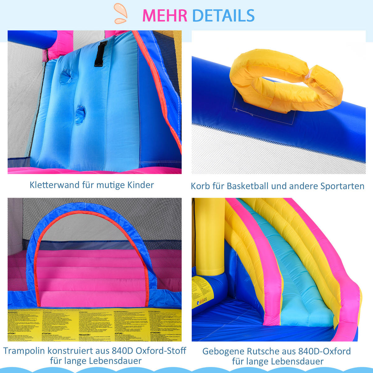 HÜPFBURG, Mehrfarbig, Oxford-Gewebe, Polyester-Gewebe - Multicolor, Textil (360/305/210cm) - Outsunny
