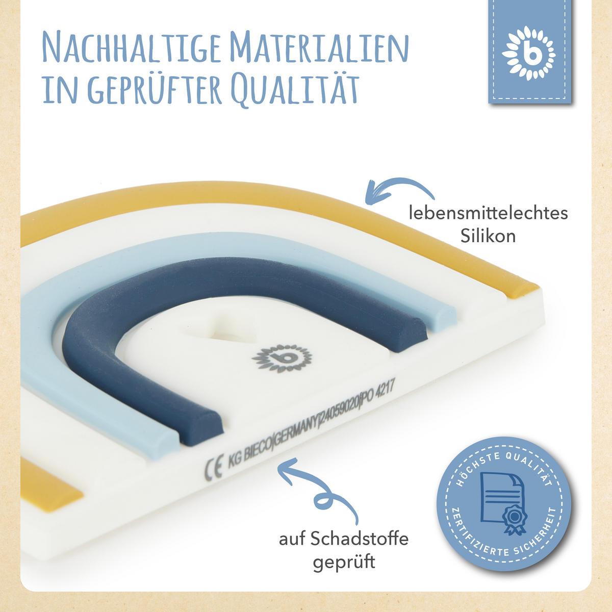 BEISSRING Silikon Tor - ab Geburt - Multicolor, Kunststoff (7/10cm) - Bieco Spielwaren