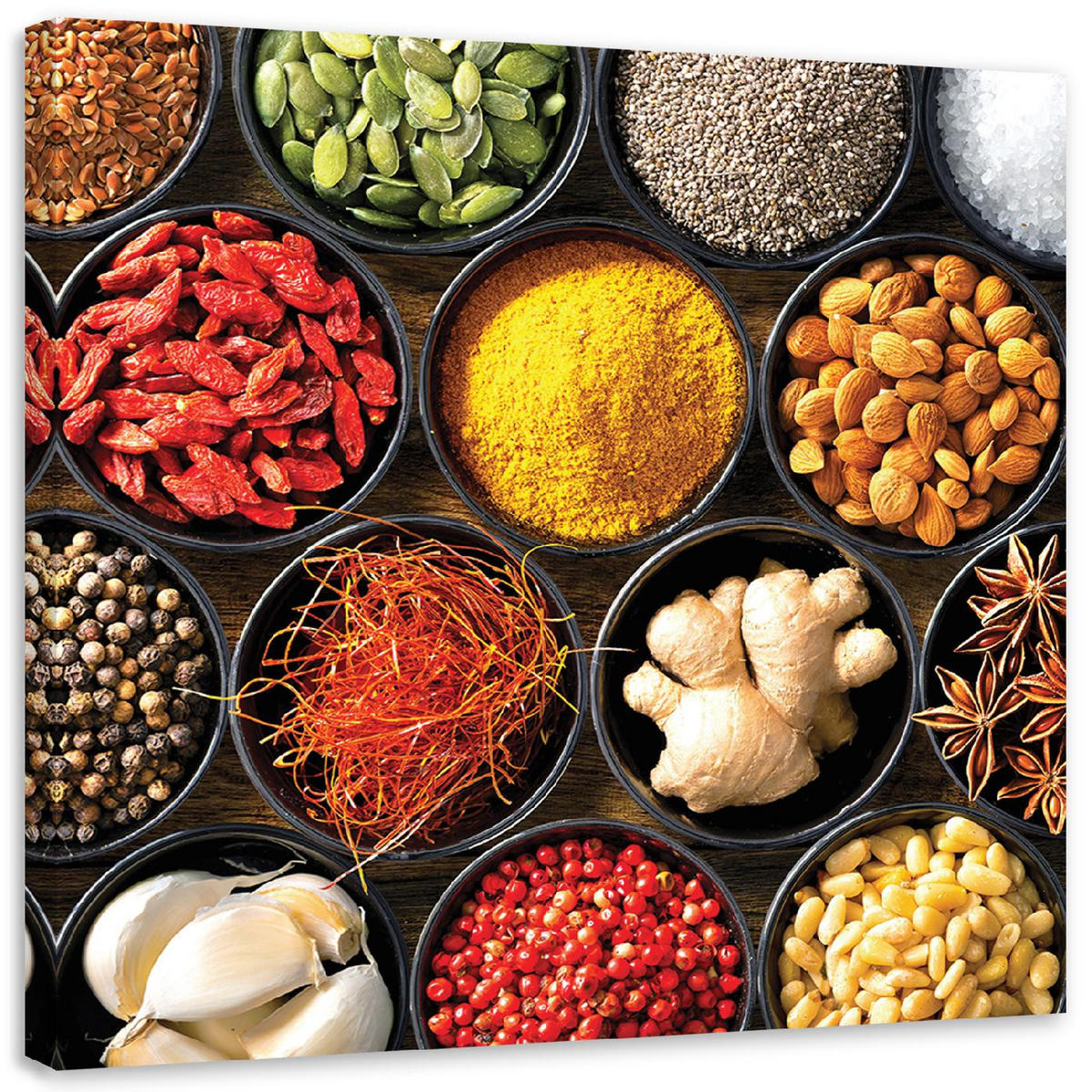 WANDBILD gewürze für das küchen essen - Multicolor, Textil (50/50cm) - Feeby