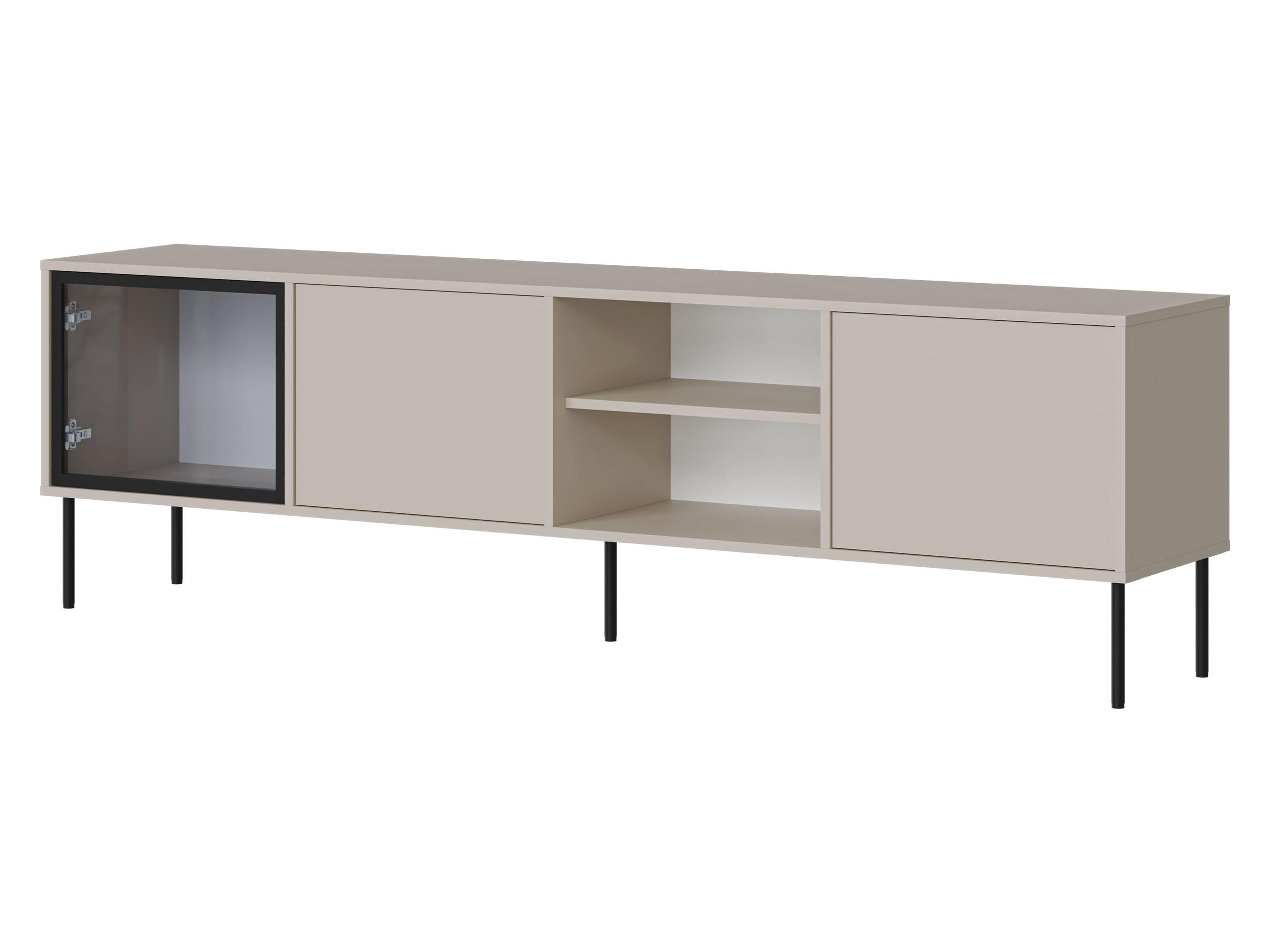 TV-LOWBOARD Domi 200 3D - Kaschmir/Schwarz, Holzwerkstoff/Metall (201/60/40cm) - MIRJAN24