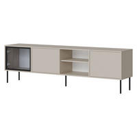 TV-LOWBOARD Domi 200 3D - Kaschmir/Schwarz, Holzwerkstoff/Metall (201/60/40cm) - MIRJAN24