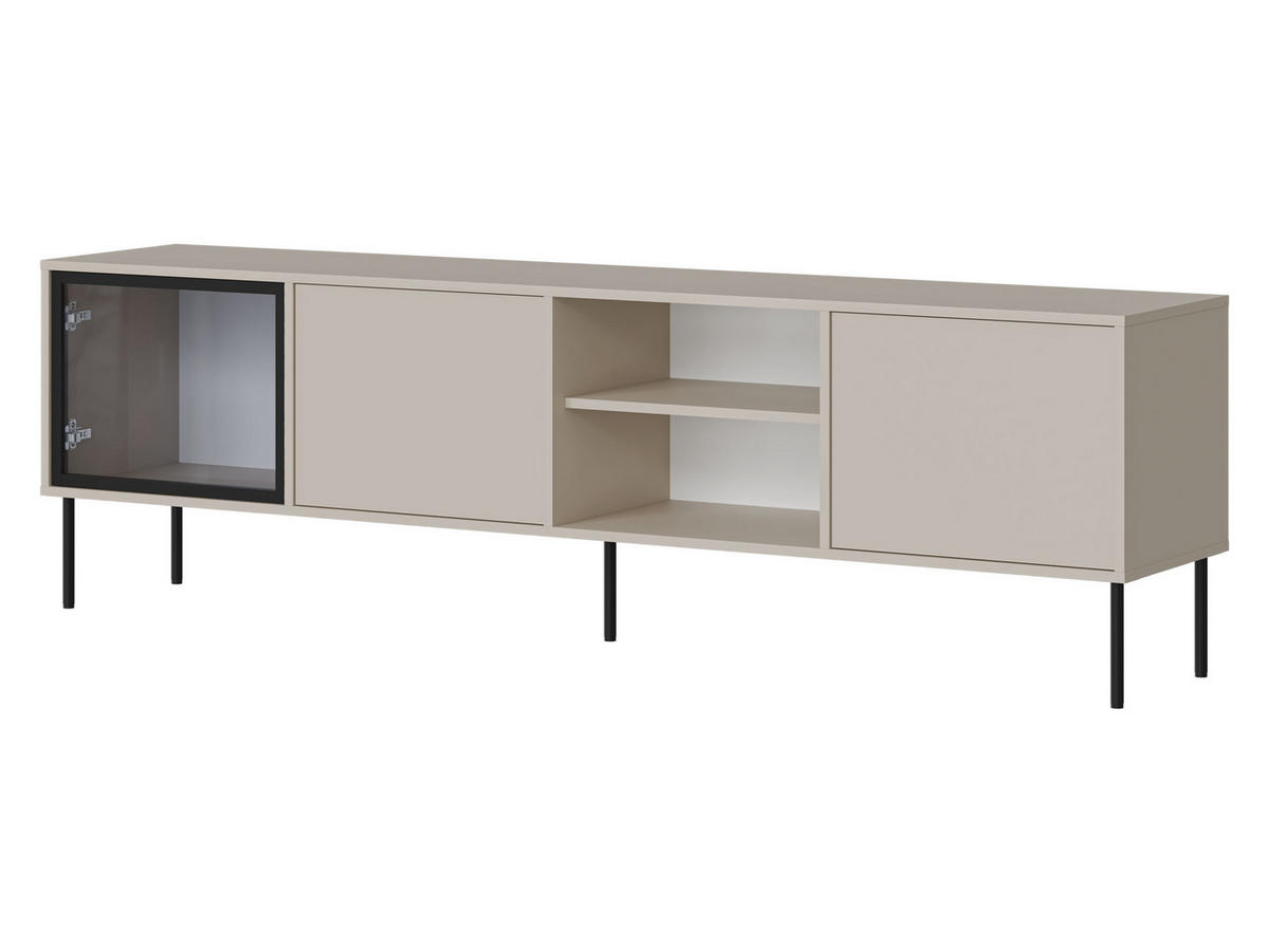 TV-LOWBOARD Domi 200 3D - Kaschmir/Schwarz, Holzwerkstoff/Metall (201/60/40cm) - MIRJAN24