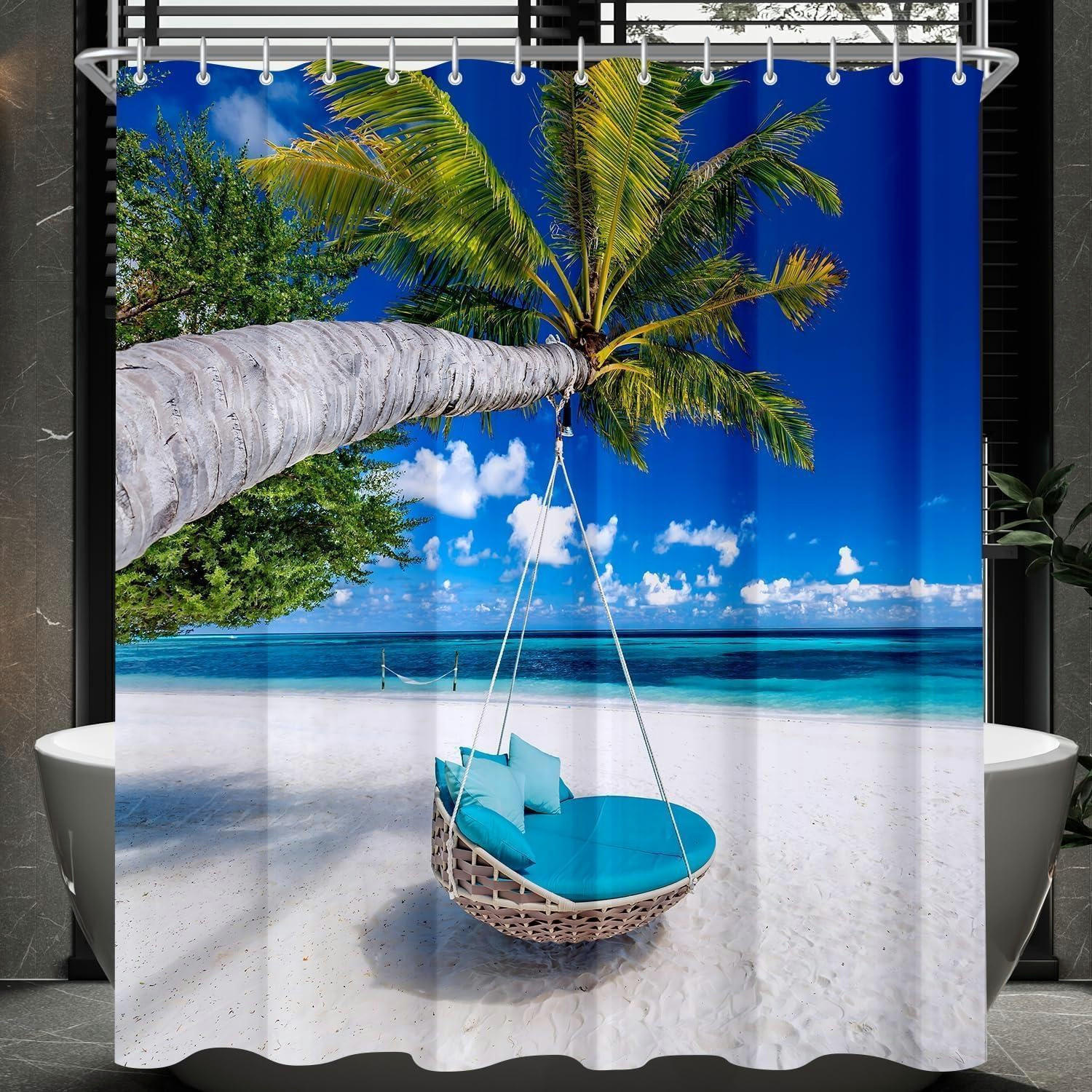 DUSCHVORHANG Strand 180 x 180 cm Wasserabweisend Textil - Multicolor, Textil (180/180cm)