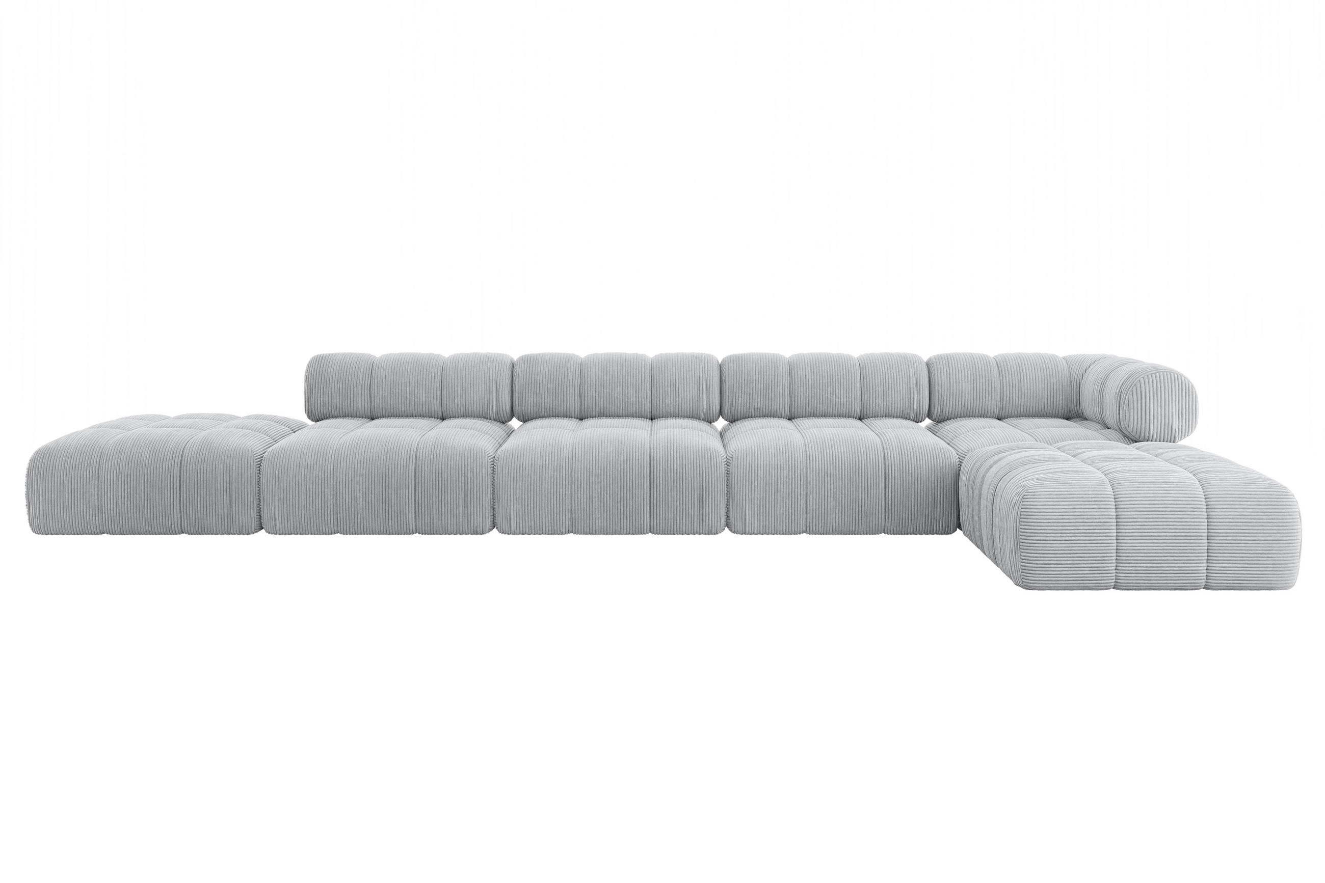 ECKSOFA modulares Sofa Kerru-L3 - 475x190x70 cm Grau Cord - Grau, Holzwerkstoff/Textil (475/190cm) - ALTDECOR