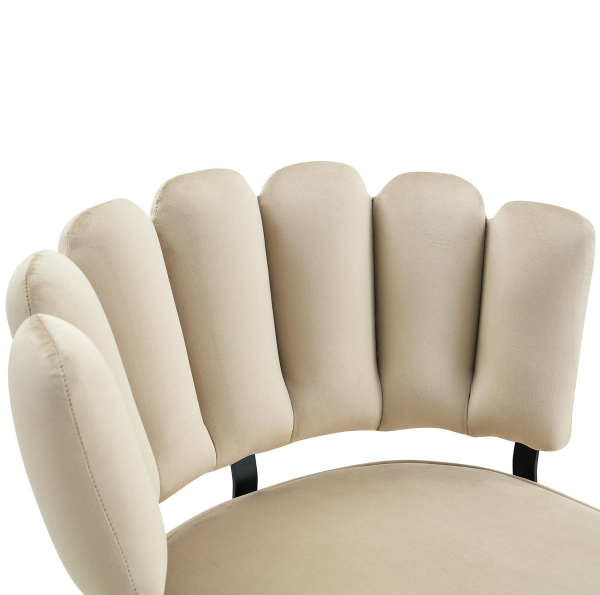 ESSZIMMERSTUHL 2er-Set Samt Beige/Schwarz - Beige, Metall (48/80/60cm) - Meubliv