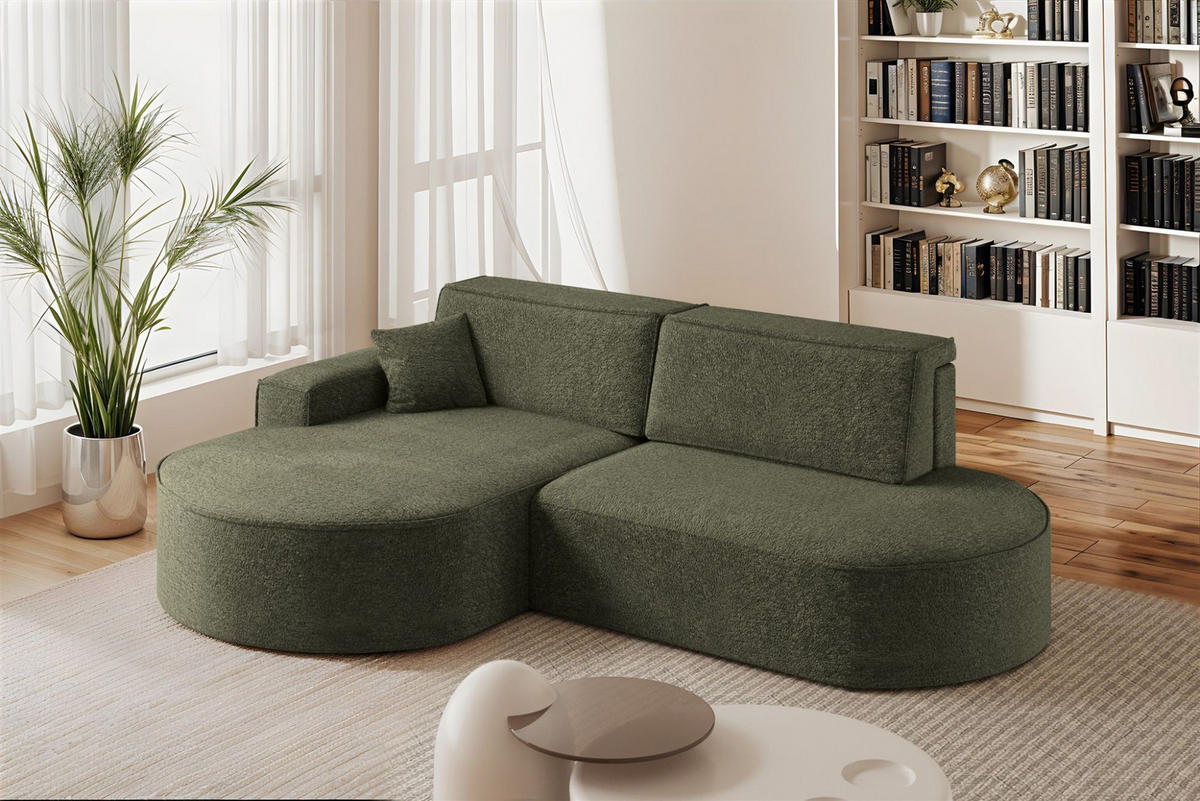 ECKSOFA Venedig Mit Schlaffunktion - Grün, Holzwerkstoff/Textil (278/179cm) - Fun Möbel