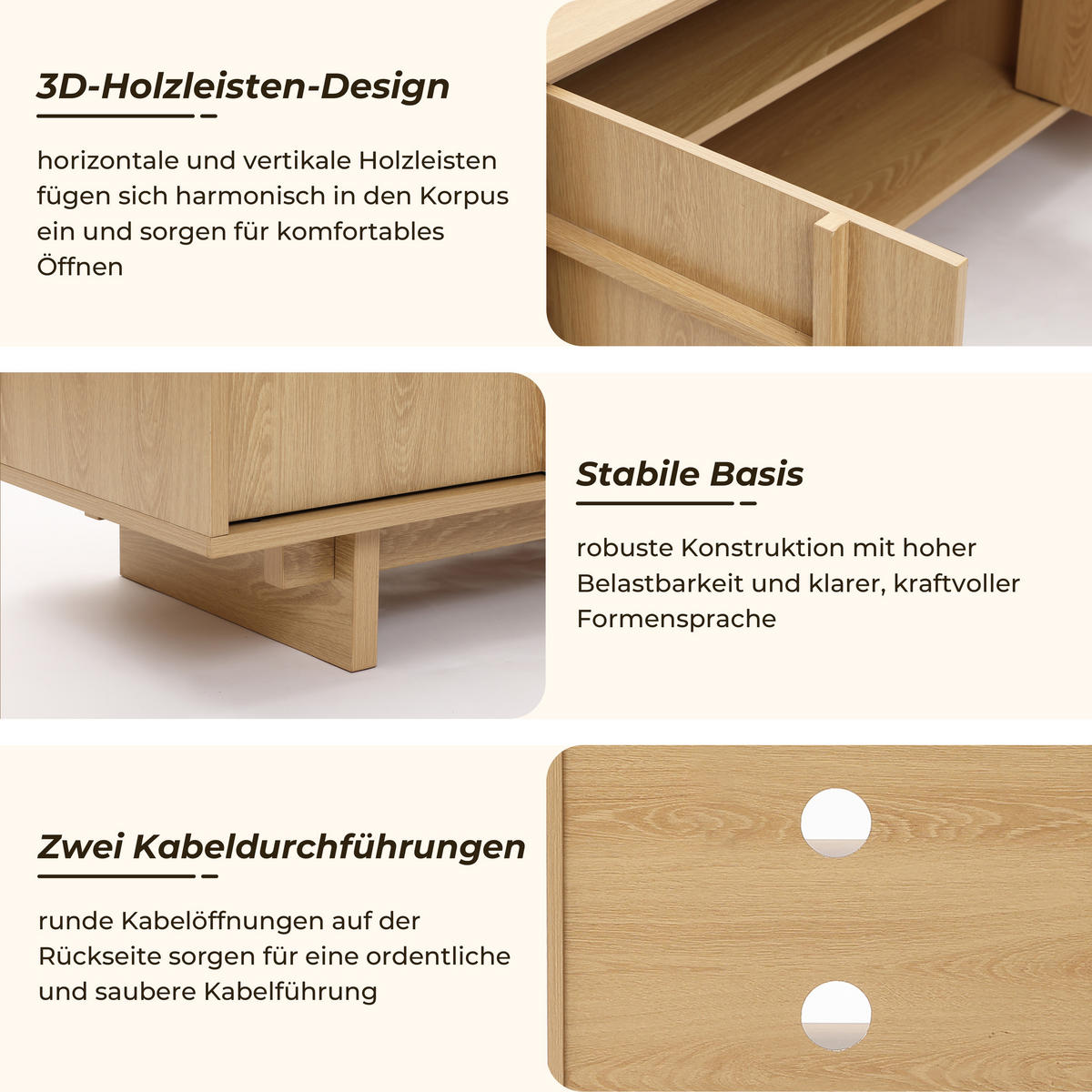 TV-SCHRANK im modernen skandinavischen Stil, TV-Lowboard mit 2 Türen & 2 Ablagen,Holzoptik | B140 x T40 x H50 cm - Braun, Holzwerkstoff (140/50/40cm) - Hometopia