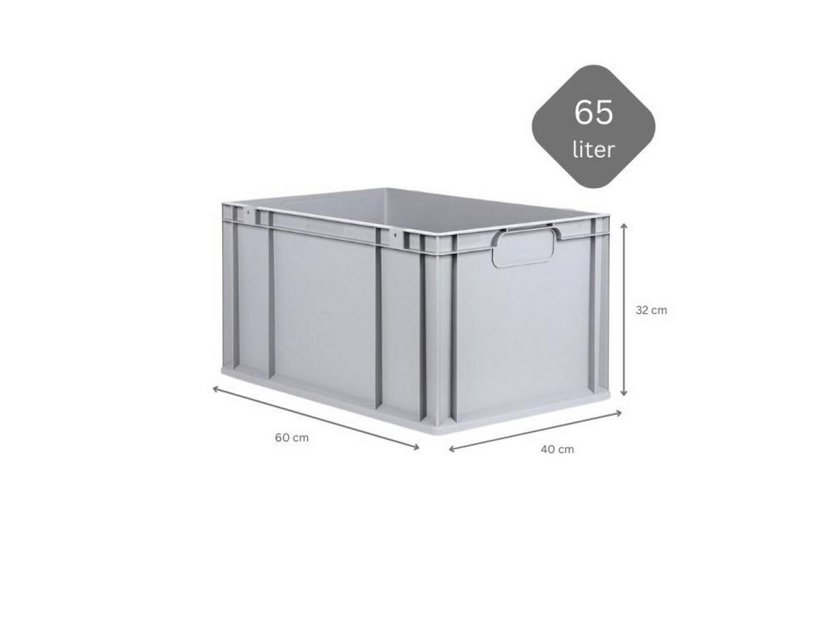 EUROBOX 3x Nextgen Economy Griffe Geschlossen 32x40x60cm 65 Liter - Grau, Kunststoff (40/32/60cm) - PROREGAL