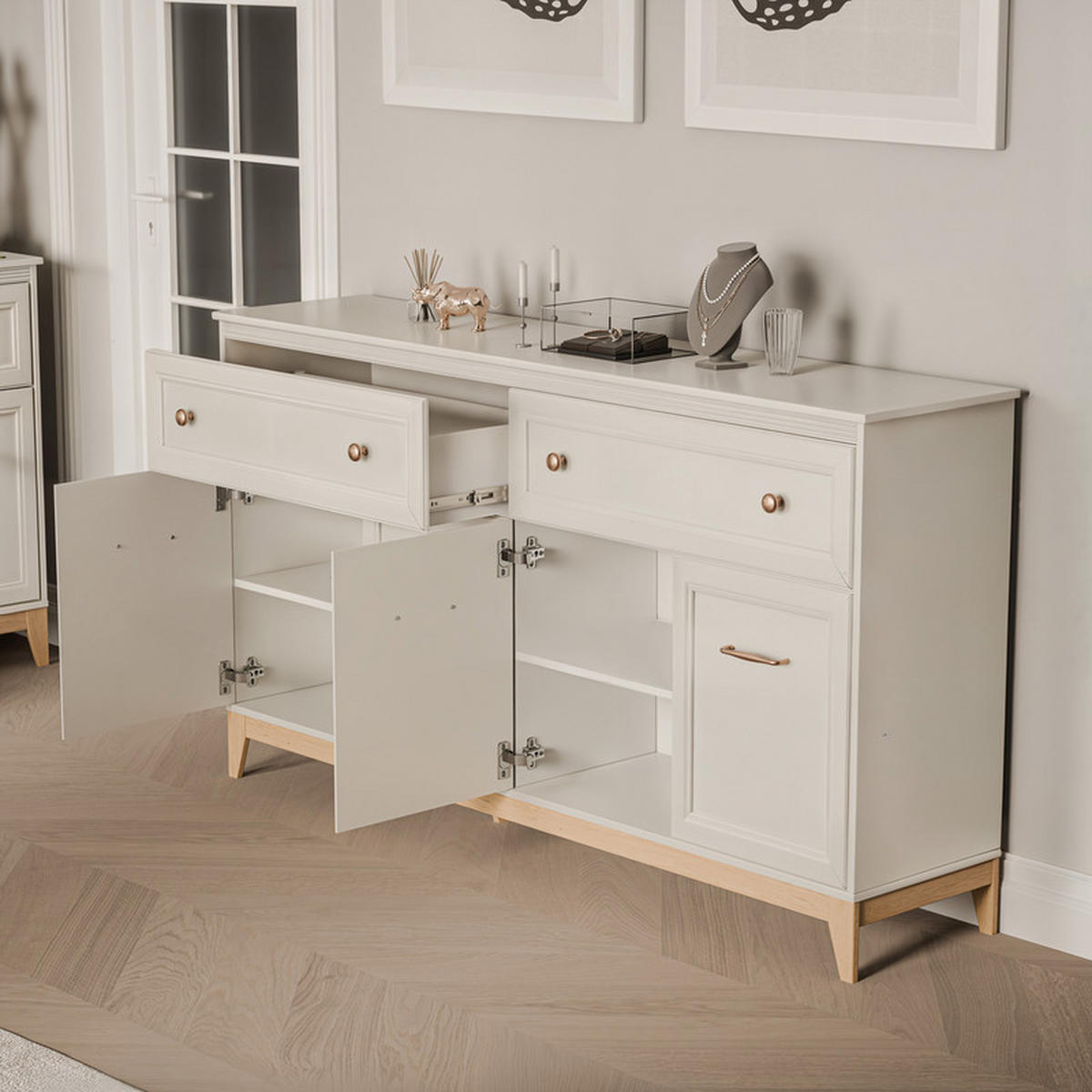 KOMMODE DIUNA 179/41/100 cm, 2 Schublade(n), Kaschmir - Kaschmir, Holzwerkstoff/Metall (179/100/40.5cm) - Idohome
