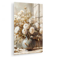 ACRYLGLASBILD Blumen - Vase - Stilleben - Beige 40x60 cm - Creme, Glas (40/60cm) - MuchoWow