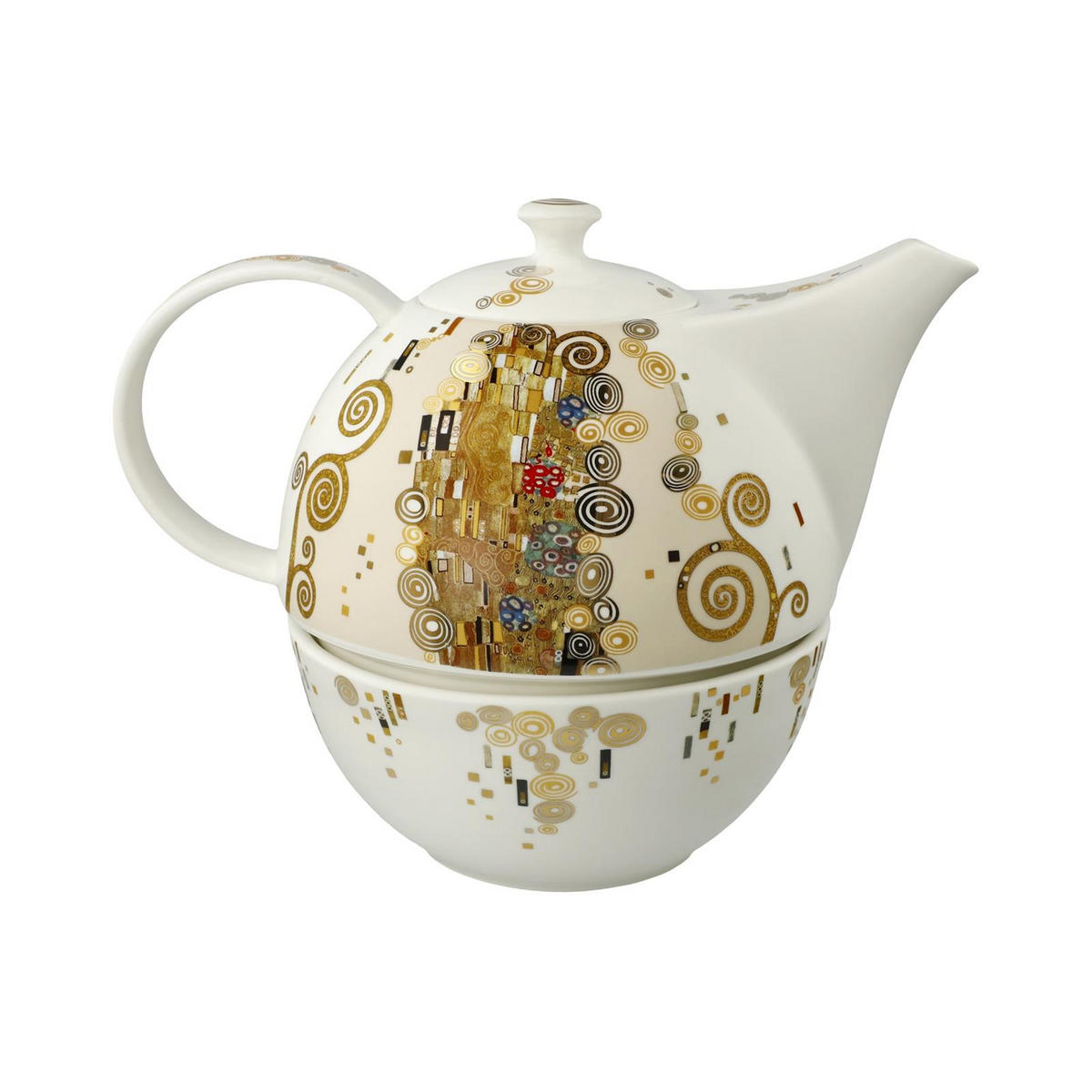 TEEKANNE MIT STÖVCHEN Gustav Klimt - Der Kuss bunt 1,2 l - Multicolor, Keramik (1.2L) - Goebel
