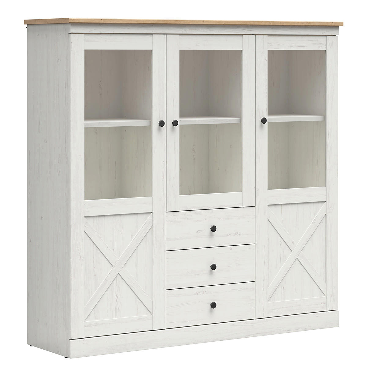 GESCHIRRSCHRANK Victoria Weiß und Holz - Weiß, Holzwerkstoff (153/153/43cm) - Petits-meubles